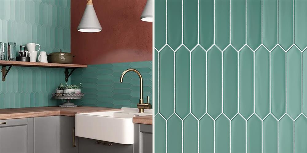 Nautilus teal kitchen wall tiles